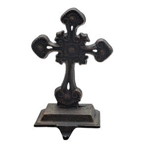 Christmas Heavy Metal Bronze Cross Stocking Hanger